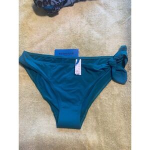 MAISONLEJABY Bikini Bottoms Teal Blue Tie Side Low Rise Swimsuit Size‎ M